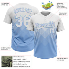 Load image into Gallery viewer, Custom White Light Blue 3D Gradient Square Shape Two-Button Unisex Softball Jersey