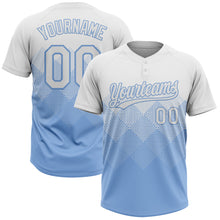 Load image into Gallery viewer, Custom White Light Blue 3D Gradient Square Shape Two-Button Unisex Softball Jersey