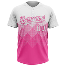 Load image into Gallery viewer, Custom White Pink 3D Gradient Square Shape Two-Button Unisex Softball Jersey