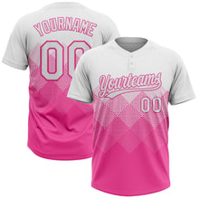Load image into Gallery viewer, Custom White Pink 3D Gradient Square Shape Two-Button Unisex Softball Jersey