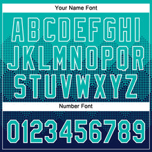 Load image into Gallery viewer, Custom Aqua Navy-White 3D Gradient Square Shape Two-Button Unisex Softball Jersey