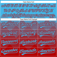 Load image into Gallery viewer, Custom Sky Blue Red 3D Gradient Square Shape Two-Button Unisex Softball Jersey