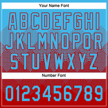 Load image into Gallery viewer, Custom Sky Blue Red 3D Gradient Square Shape Two-Button Unisex Softball Jersey