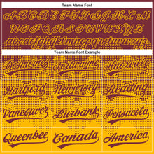 Load image into Gallery viewer, Custom Burgundy Gold 3D Gradient Square Shape Two-Button Unisex Softball Jersey
