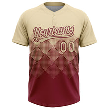Load image into Gallery viewer, Custom Cream Crimson 3D Gradient Square Shape Two-Button Unisex Softball Jersey