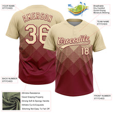 Load image into Gallery viewer, Custom Cream Crimson 3D Gradient Square Shape Two-Button Unisex Softball Jersey