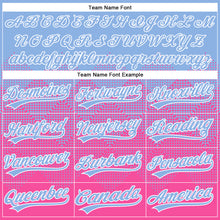 Load image into Gallery viewer, Custom Light Blue Pink-White 3D Gradient Square Shape Two-Button Unisex Softball Jersey