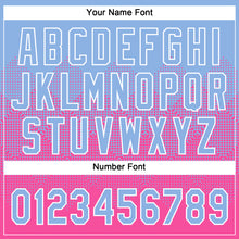 Load image into Gallery viewer, Custom Light Blue Pink-White 3D Gradient Square Shape Two-Button Unisex Softball Jersey