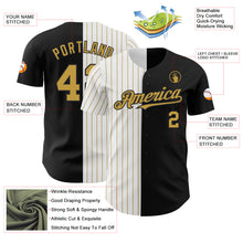 Load image into Gallery viewer, Custom Black White-Old Gold Pinstripe Authentic Split Fashion Baseball Jersey