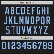 Load image into Gallery viewer, Custom Black White-Light Blue Pinstripe Authentic Split Fashion Baseball Jersey