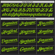 Load image into Gallery viewer, Custom Black White-Neon Green Pinstripe Authentic Split Fashion Baseball Jersey