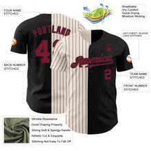 Load image into Gallery viewer, Custom Black Cream-Crimson Pinstripe Authentic Split Fashion Baseball Jersey