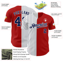 Load image into Gallery viewer, Custom Red White-Navy Pinstripe Authentic Split Fashion Baseball Jersey
