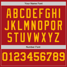 Load image into Gallery viewer, Custom Red White-Gold Pinstripe Authentic Split Fashion Baseball Jersey