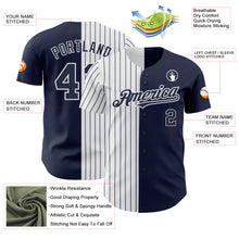Load image into Gallery viewer, Custom Navy White-Navy Pinstripe Authentic Split Fashion Baseball Jersey