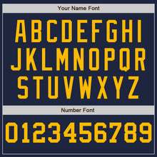 Load image into Gallery viewer, Custom Navy White-Gold Pinstripe Authentic Split Fashion Baseball Jersey