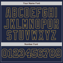 Load image into Gallery viewer, Custom Navy White-Old Gold Pinstripe Authentic Split Fashion Baseball Jersey