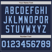 Load image into Gallery viewer, Custom Navy White-Light Blue Pinstripe Authentic Split Fashion Baseball Jersey