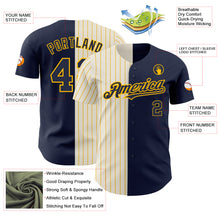 Load image into Gallery viewer, Custom Navy Cream-Gold Pinstripe Authentic Split Fashion Baseball Jersey