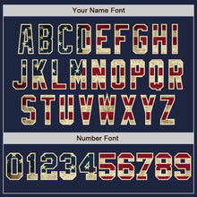 Load image into Gallery viewer, Custom Navy Vintage USA Flag Red-Cream Pinstripe Authentic Split Fashion Baseball Jersey
