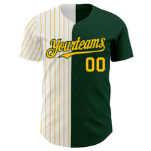 Load image into Gallery viewer, Custom Green White-Gold Pinstripe Authentic Split Fashion Baseball Jersey