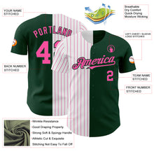 Load image into Gallery viewer, Custom Green White-Pink Pinstripe Authentic Split Fashion Baseball Jersey