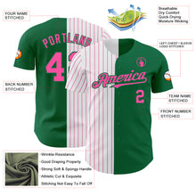 Load image into Gallery viewer, Custom Kelly Green White-Pink Pinstripe Authentic Split Fashion Baseball Jersey