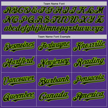 Load image into Gallery viewer, Custom Purple Neon Green-Black Pinstripe Authentic Split Fashion Baseball Jersey