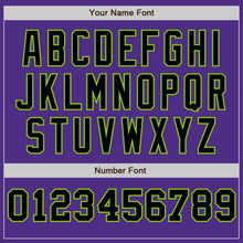 Load image into Gallery viewer, Custom Purple Neon Green-Black Pinstripe Authentic Split Fashion Baseball Jersey