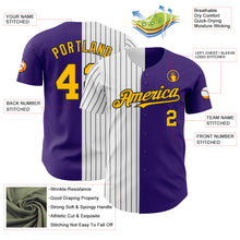 Load image into Gallery viewer, Custom Purple Gold-Black Pinstripe Authentic Split Fashion Baseball Jersey