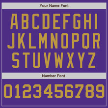 Load image into Gallery viewer, Custom Purple White-Old Gold Pinstripe Authentic Split Fashion Baseball Jersey