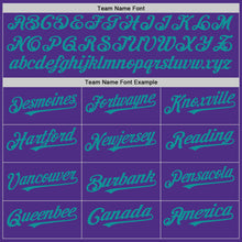 Load image into Gallery viewer, Custom Purple White-Teal Pinstripe Authentic Split Fashion Baseball Jersey