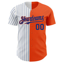 Load image into Gallery viewer, Custom Orange White-Royal Pinstripe Authentic Split Fashion Baseball Jersey