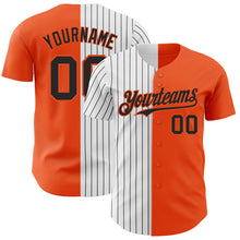 Load image into Gallery viewer, Custom Orange White-Black Pinstripe Authentic Split Fashion Baseball Jersey
