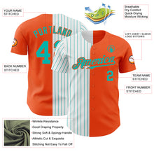 Load image into Gallery viewer, Custom Orange White-Aqua Pinstripe Authentic Split Fashion Baseball Jersey