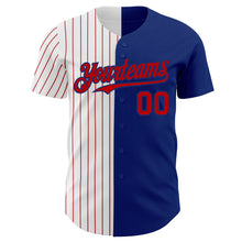 Load image into Gallery viewer, Custom Royal White-Red Pinstripe Authentic Split Fashion Baseball Jersey