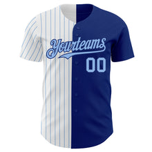Load image into Gallery viewer, Custom Royal White-Light Blue Pinstripe Authentic Split Fashion Baseball Jersey