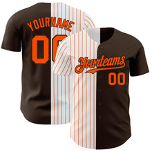 Load image into Gallery viewer, Custom Brown White-Orange Pinstripe Authentic Split Fashion Baseball Jersey