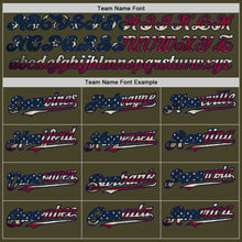 Load image into Gallery viewer, Custom Olive Vintage USA Flag Cream-Navy Pinstripe Authentic Split Fashion Salute To Service Baseball Jersey