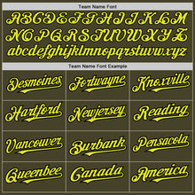 Load image into Gallery viewer, Custom Olive Neon Yellow Cream-Black Pinstripe Authentic Split Fashion Salute To Service Baseball Jersey