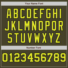 Load image into Gallery viewer, Custom Olive Neon Yellow Cream-Black Pinstripe Authentic Split Fashion Salute To Service Baseball Jersey