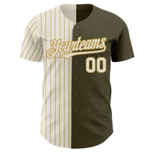Load image into Gallery viewer, Custom Olive Cream-Old Gold Pinstripe Authentic Split Fashion Salute To Service Baseball Jersey