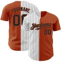 Load image into Gallery viewer, Custom Texas Orange White-Black Pinstripe Authentic Split Fashion Baseball Jersey