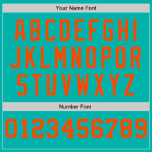 Load image into Gallery viewer, Custom Aqua White-Orange Pinstripe Authentic Split Fashion Baseball Jersey