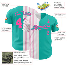 Load image into Gallery viewer, Custom Aqua White-Pink Pinstripe Authentic Split Fashion Baseball Jersey