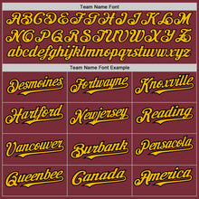 Load image into Gallery viewer, Custom Burgundy Black-Gold Pinstripe Authentic Split Fashion Baseball Jersey