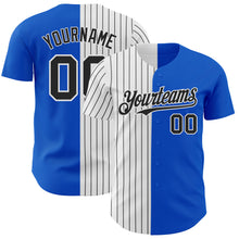 Load image into Gallery viewer, Custom Thunder Blue White-Black Pinstripe Authentic Split Fashion Baseball Jersey