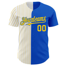 Load image into Gallery viewer, Custom Thunder Blue White-Yellow Pinstripe Authentic Split Fashion Baseball Jersey