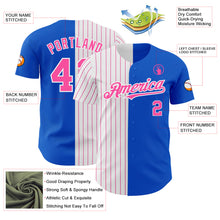 Load image into Gallery viewer, Custom Thunder Blue White-Pink Pinstripe Authentic Split Fashion Baseball Jersey