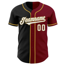 Load image into Gallery viewer, Custom Crimson Black-Old Gold Authentic Split Fashion Baseball Jersey